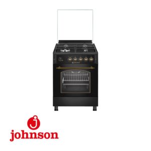 COCINA JOHNSON 59,7X63X89CM 4FUEGOS+HORNO BUTANO RUSTICA NEGRA WOK PARRILLAS FUN