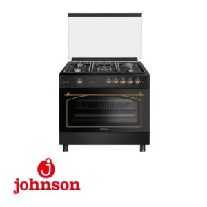 COCINA JOHNSON 90x64,5x87,8CM HORNO DE 90CM RUSTICA BUTANO NEGRA 5 FUEGOS WOK