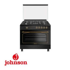 COCINA JOHNSON 90X64,5X87,8CM HORNO 90CM+5FUEGOS GAS NATURAL RUSTICA NEGRA  WOK